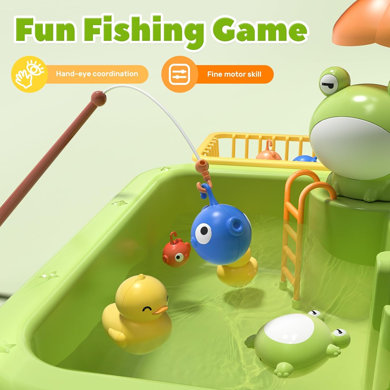 Play Sink with Running Water, Kitchen Sink Toys with Upgraded Electric Faucet, Play Kitchen Toy Accessories, Pool Floating Fishing Toys for Water Play, Kids Role Play Dishwasher Toy